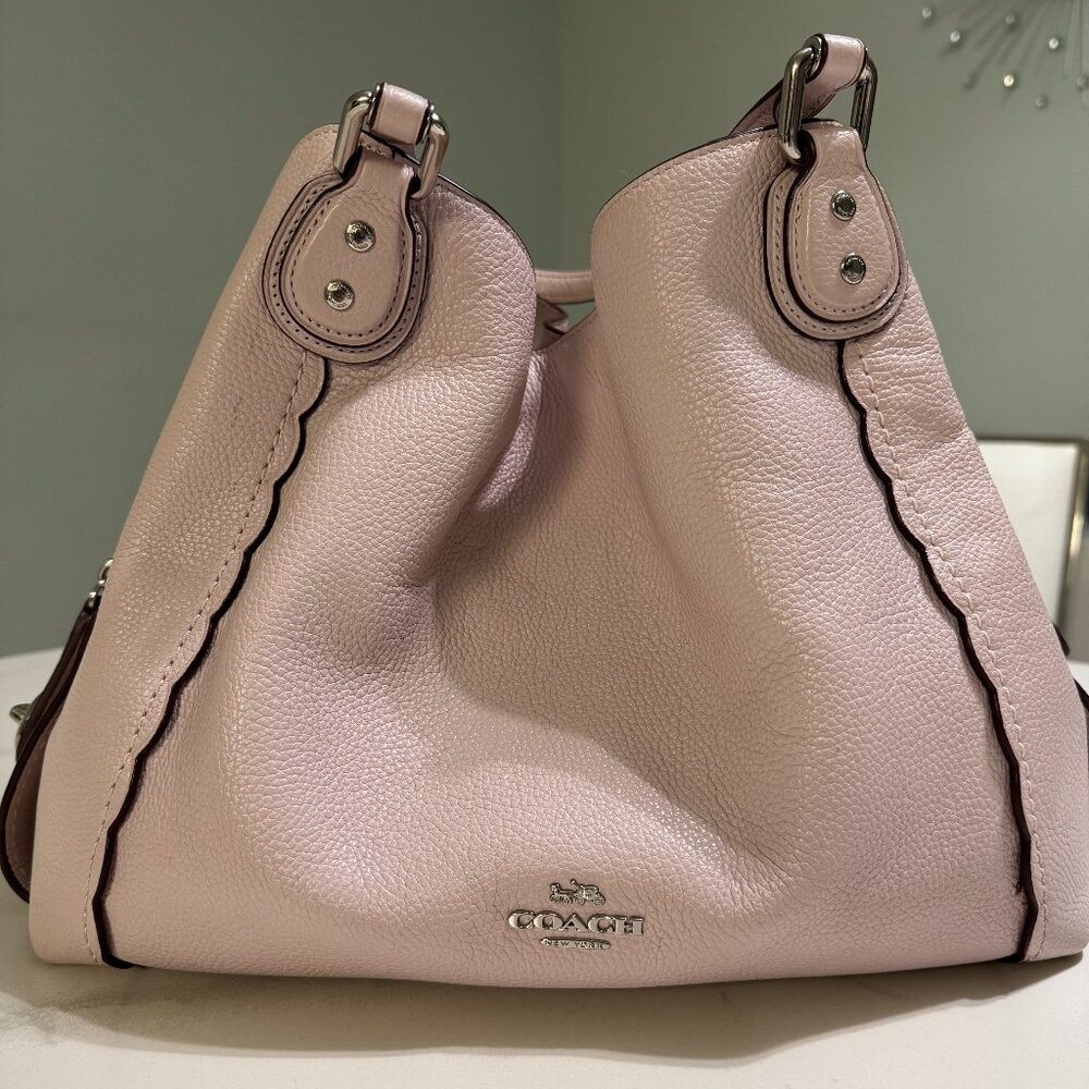 Coach Boutique Scalloped Phoebe Hobo - Ice Pink & Dark Berry
